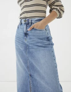 FatFace Carla Denim Midi Skirt Washed Blue Online