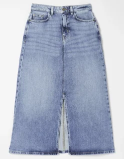 FatFace Carla Denim Midi Skirt Washed Blue Online