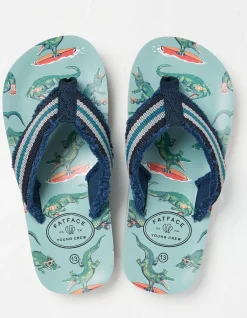 FatFace Carter Crocodile Flip Flops Light Sage Hot