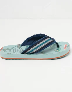 FatFace Carter Crocodile Flip Flops Light Sage Hot