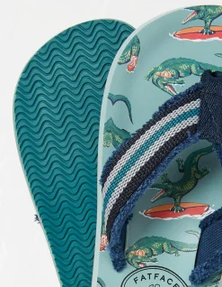 FatFace Carter Crocodile Flip Flops Light Sage Hot