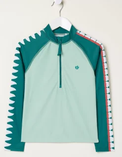 FatFace Carter Crocodile Rash Vest Light Sage Best