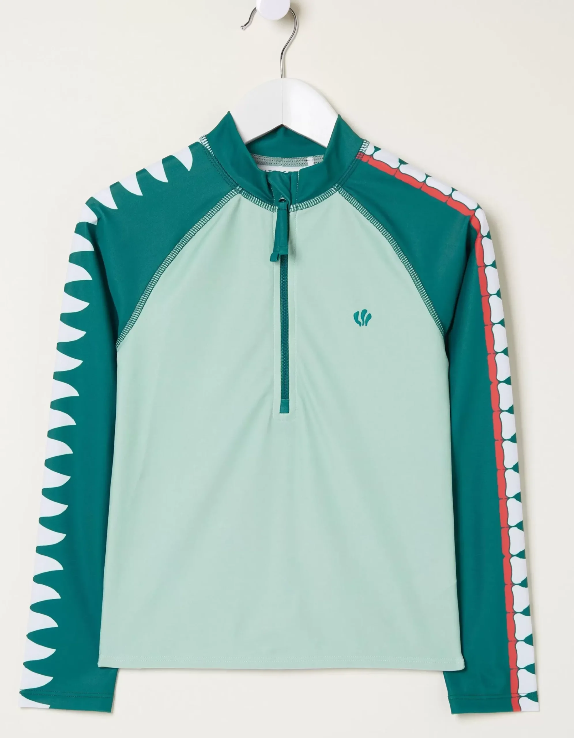 FatFace Carter Crocodile Rash Vest Light Sage Best