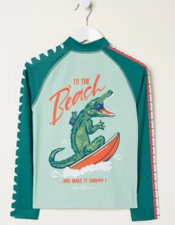 FatFace Carter Crocodile Rash Vest Light Sage Best