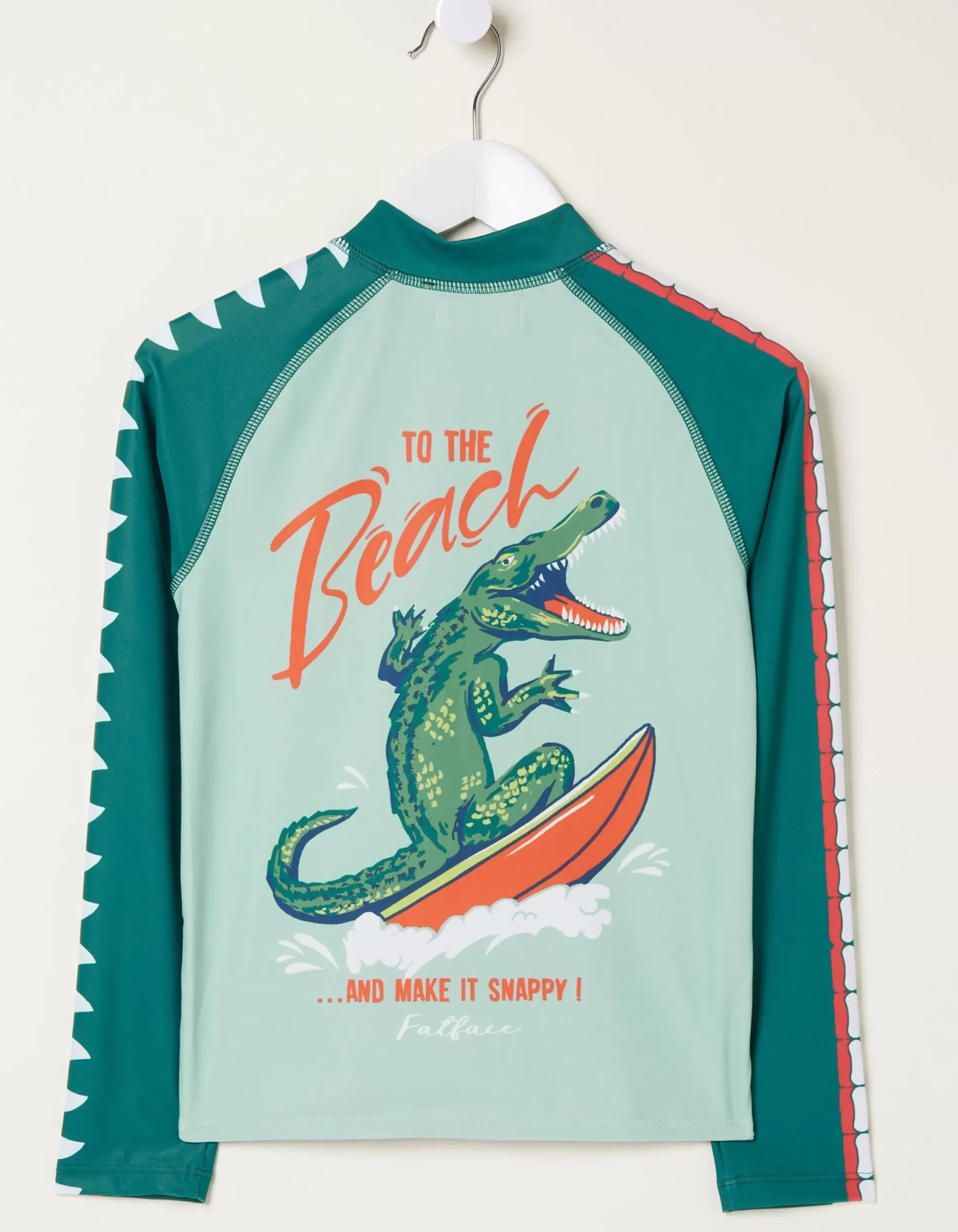 FatFace Carter Crocodile Rash Vest Light Sage Best