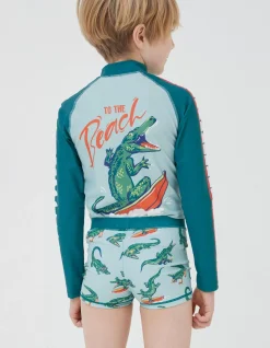FatFace Carter Crocodile Trunks Light Sage Clearance