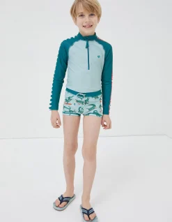 FatFace Carter Crocodile Trunks Light Sage Clearance
