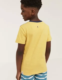 FatFace Catch The Waves Graphic T-Shirt Sun Yellow Best