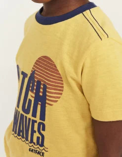 FatFace Catch The Waves Graphic T-Shirt Sun Yellow Best