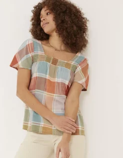 FatFace Catherine Check Blouse Multi Clearance
