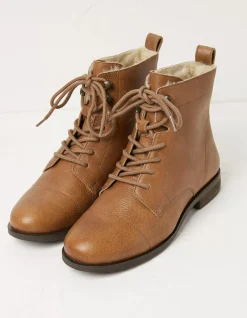 FatFace Catrin Lace Up Ankle Boot Tan Outlet