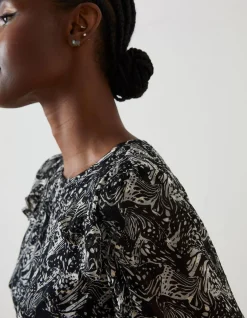 FatFace Charlotte Abstract Print Dress Black Best
