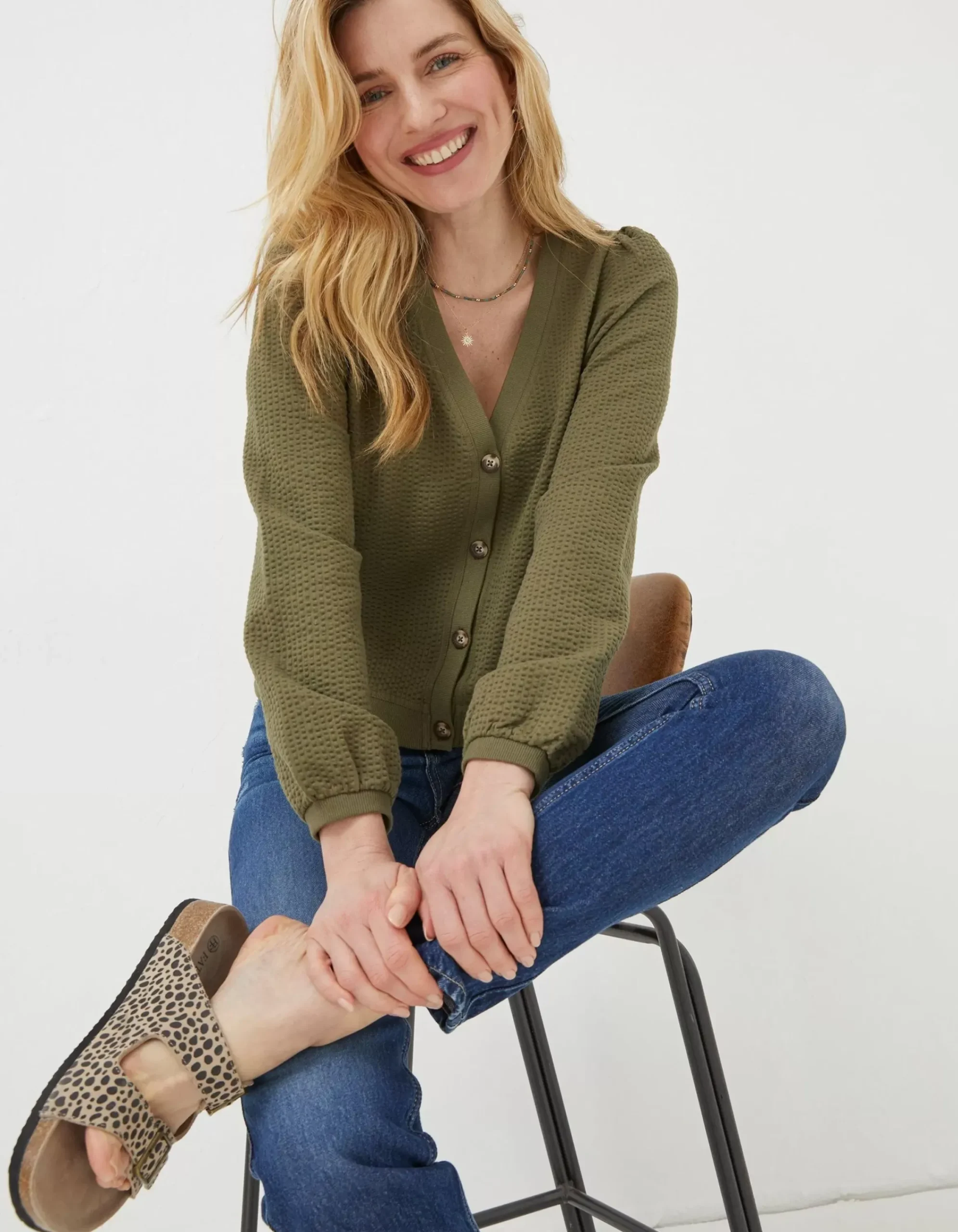 FatFace Charlotte Cardigan Khaki Best