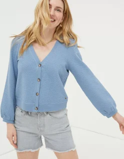FatFace Charlotte Cardigan Light Blue Discount
