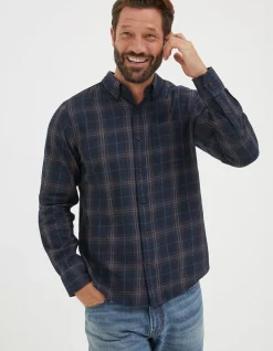 FatFace Charlton Check Shirt Navy Clearance