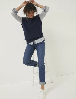 FatFace Chesham Girlfriend Comfort Stretch Jeans Vintage Blue Clearance