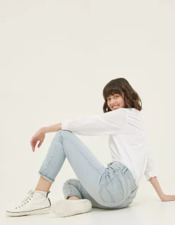 FatFace Chesham Girlfriend Comfort Stretch Jeans Light Blue Discount