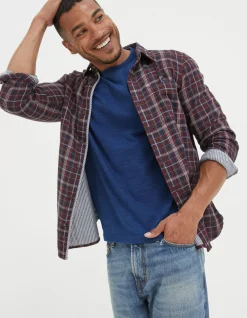 FatFace Chesil Check Shirt Dark Red Clearance