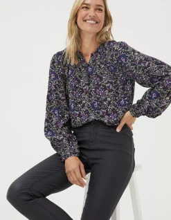 FatFace Chessie Inspirit Floral Blouse Black Outlet