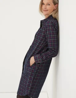 FatFace Chester Cord Check Dress Dark Navy Outlet