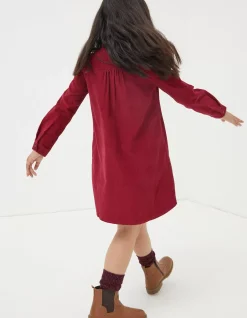 FatFace Chester Cord Dress Berry Pink Clearance