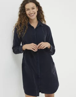 FatFace Chester Cord Shirt Dress Dark Navy Hot