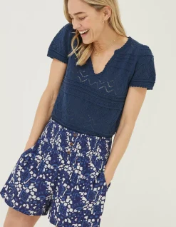 FatFace Chiara Knitted Top Navy Online