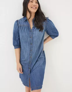 FatFace Clara Denim Dress Denim Blue