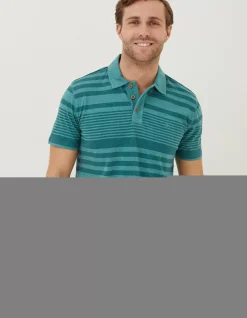FatFace Clifton Stripe Polo Dark Teal Hot