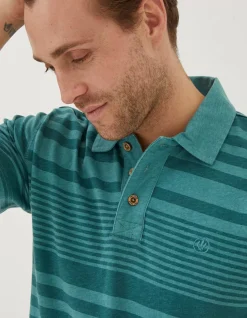 FatFace Clifton Stripe Polo Dark Teal Hot