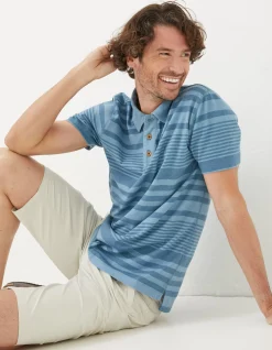 FatFace Clifton Stripe Polo Chambray Blue Discount