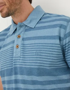 FatFace Clifton Stripe Polo Chambray Blue Discount