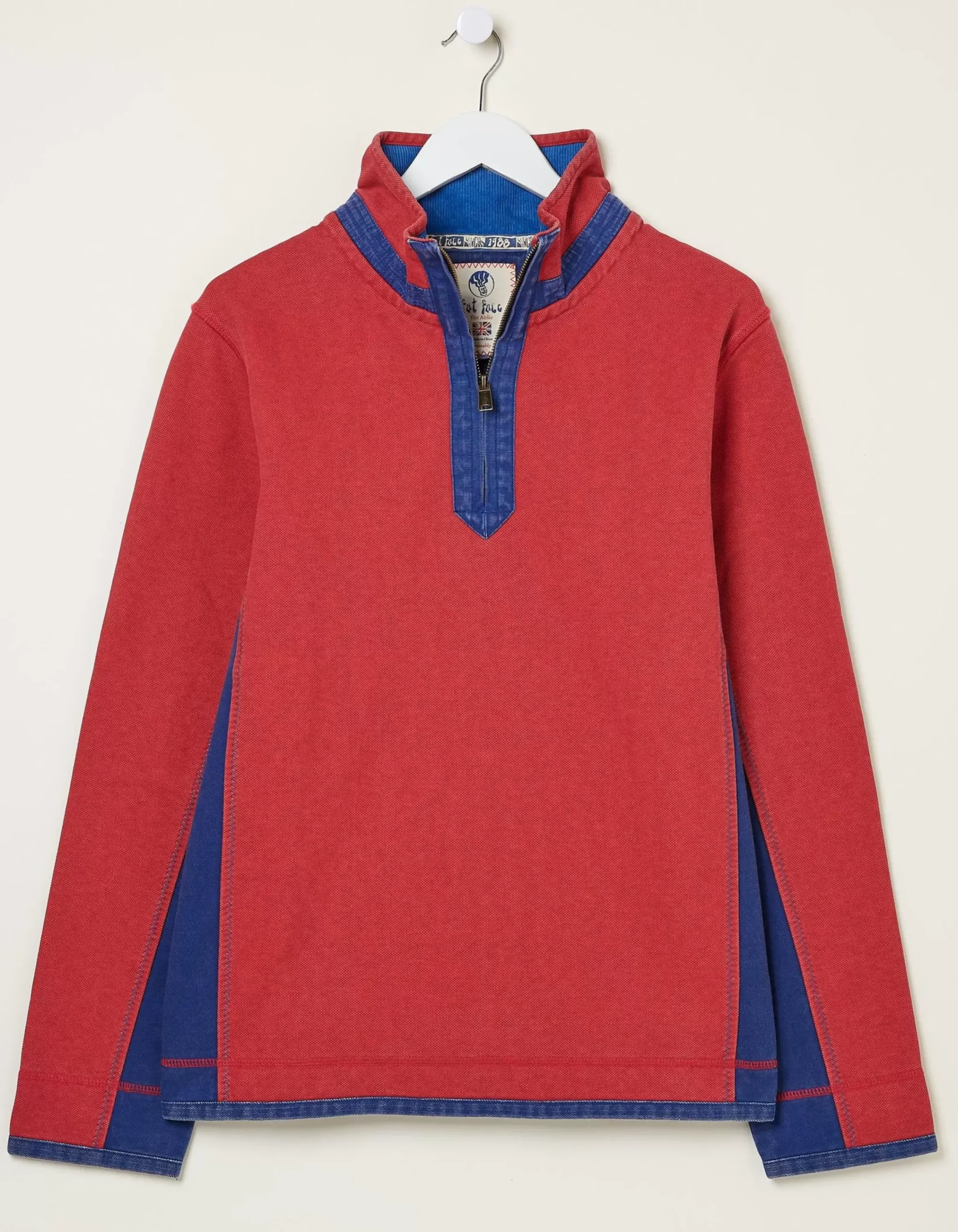 FatFace Colour Block Airlie Sweatshirt Bright Red Outlet