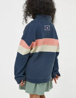 FatFace Colourblock Boxy Airlie Sweatshirt Navy Outlet