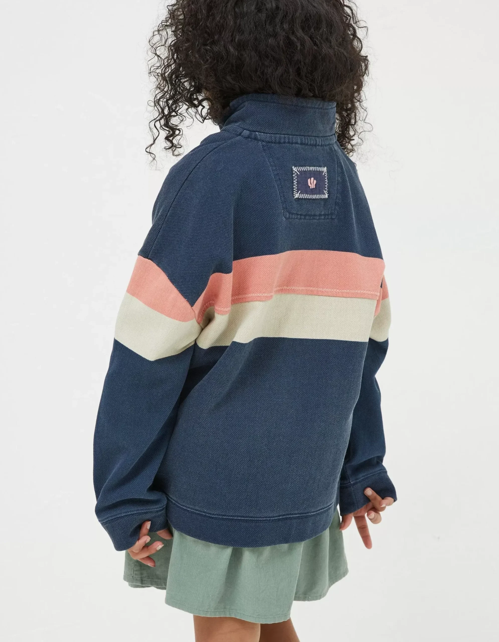 FatFace Colourblock Boxy Airlie Sweatshirt Navy Outlet