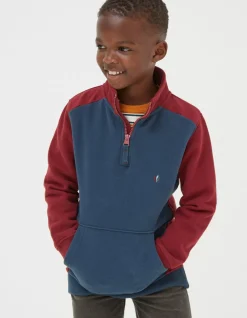 FatFace Colourblock Half Neck Sweat Navy Outlet
