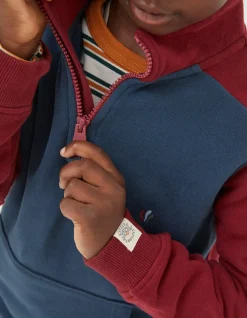 FatFace Colourblock Half Neck Sweat Navy Outlet