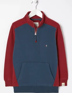 FatFace Colourblock Half Neck Sweat Navy Outlet