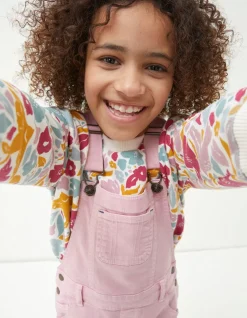 FatFace Coloured Shortie Dungarees Pink Sale