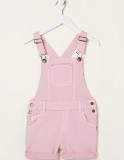 FatFace Coloured Shortie Dungarees Pink Sale