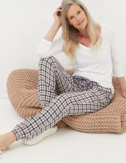 FatFace Cora Gingham Pyjama Bottoms Ivory Clearance