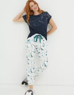 FatFace Cora Star Gazer Pyjama Bottoms Ivory New