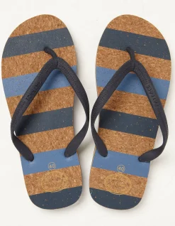 FatFace Cork Stripe Flip Flops Natural Online