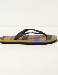 FatFace Cork Stripe Flip Flops Natural Online