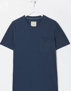 FatFace Cotton Linen Pocket T-Shirt Washed Navy Clearance