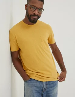 FatFace Cotton Linen Pocket T-Shirt Yellow Outlet