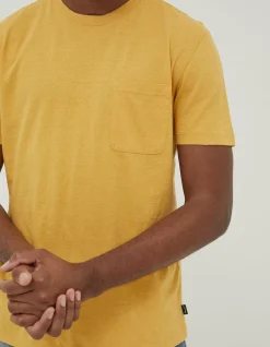 FatFace Cotton Linen Pocket T-Shirt Yellow Outlet