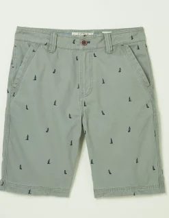 FatFace Cove Boat Embroidered Shorts Light Sage Outlet