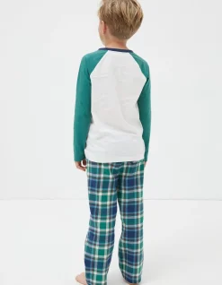 FatFace Crocodile Check Pyjama Set Green Discount