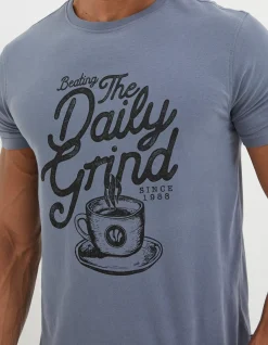 FatFace Daily Grind T-Shirt Dusky Blue Outlet